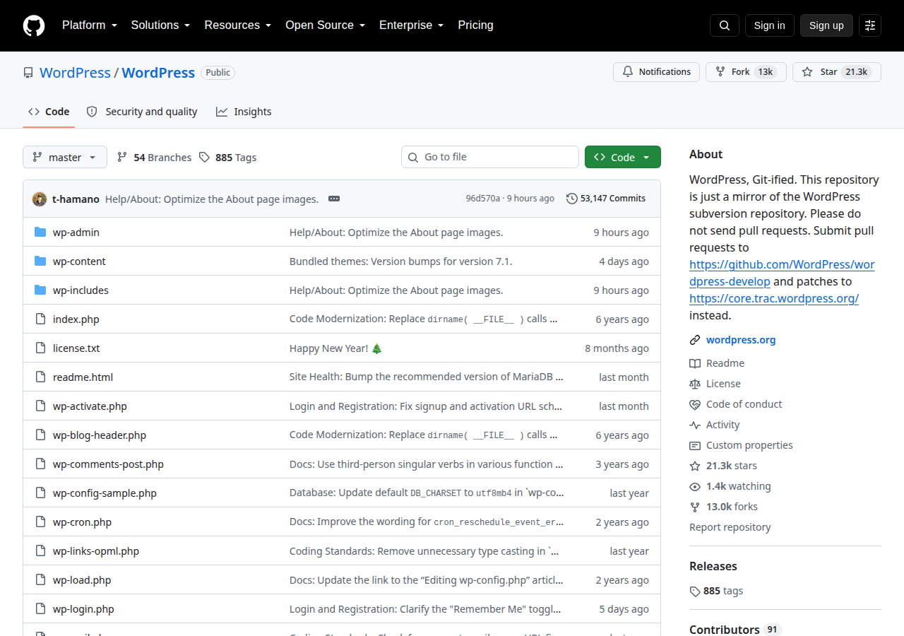 Skärmdump av WordPress